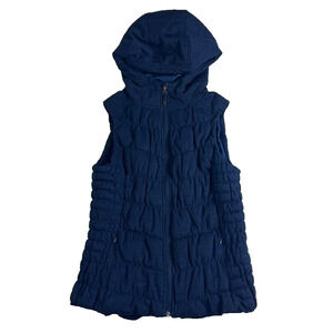 Be by Blanc Noir Puffer Vest Jacket Size Medium Navy Quilted Full Zip Hooded